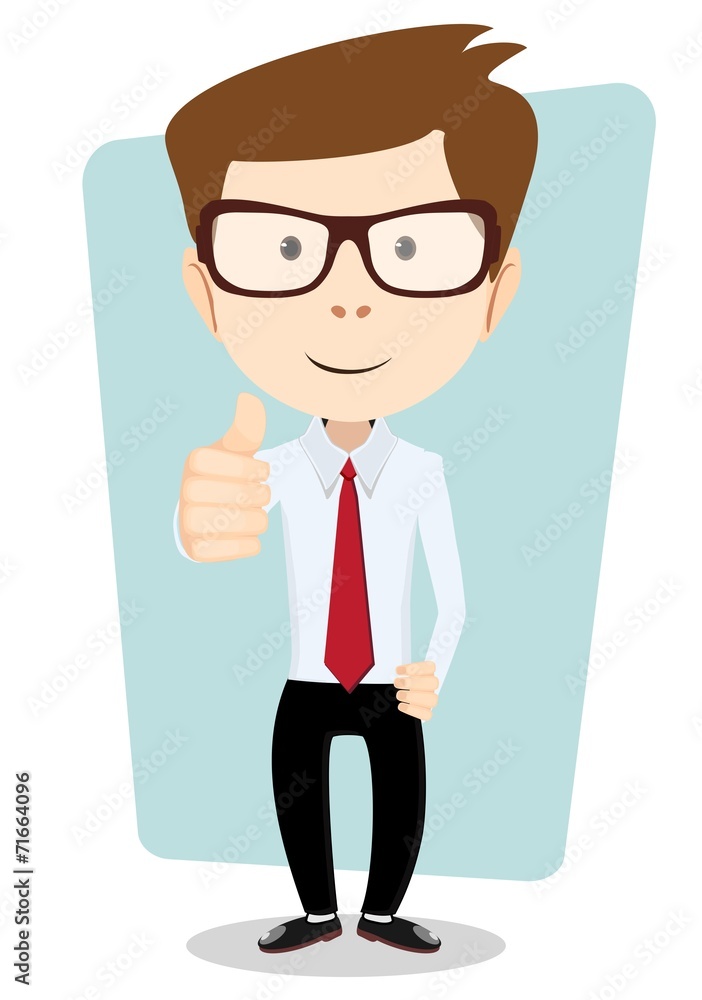 Smiling and winking cartoon business man giving the thumbs up. Smiling and winking cartoon business man giving the thumbs up.