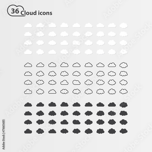 PrintBig vector set of thirty-six cloud shape