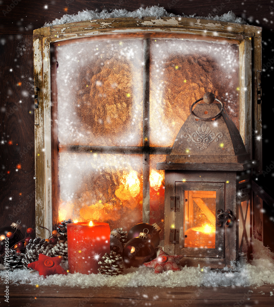 Weihnachts fenster dekoration Stock-Foto | Adobe Stock