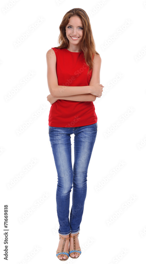 Beautiful young woman isolated on white Beautiful young woman isolated on white