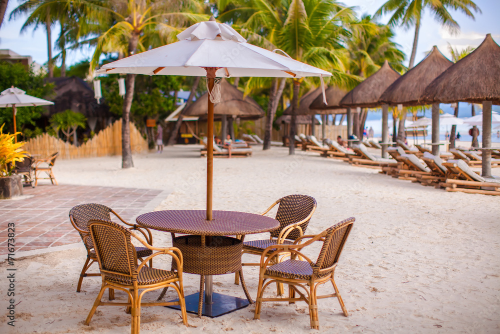 Outdoor cafe on tropical beach