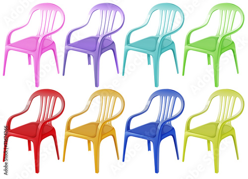 Colourful plastic chairs
