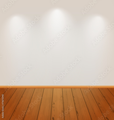 Empty wall with light and wooden floor