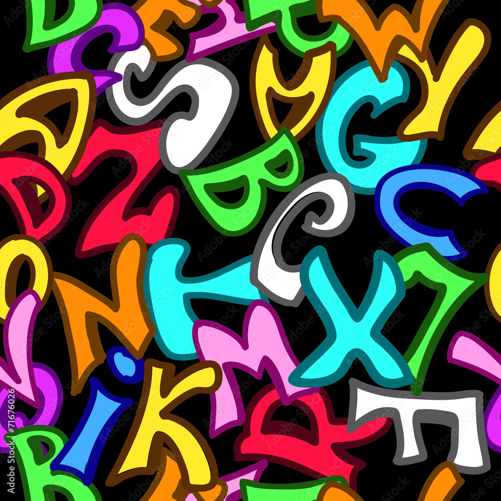 seamless pattern with letters in graffiti style
