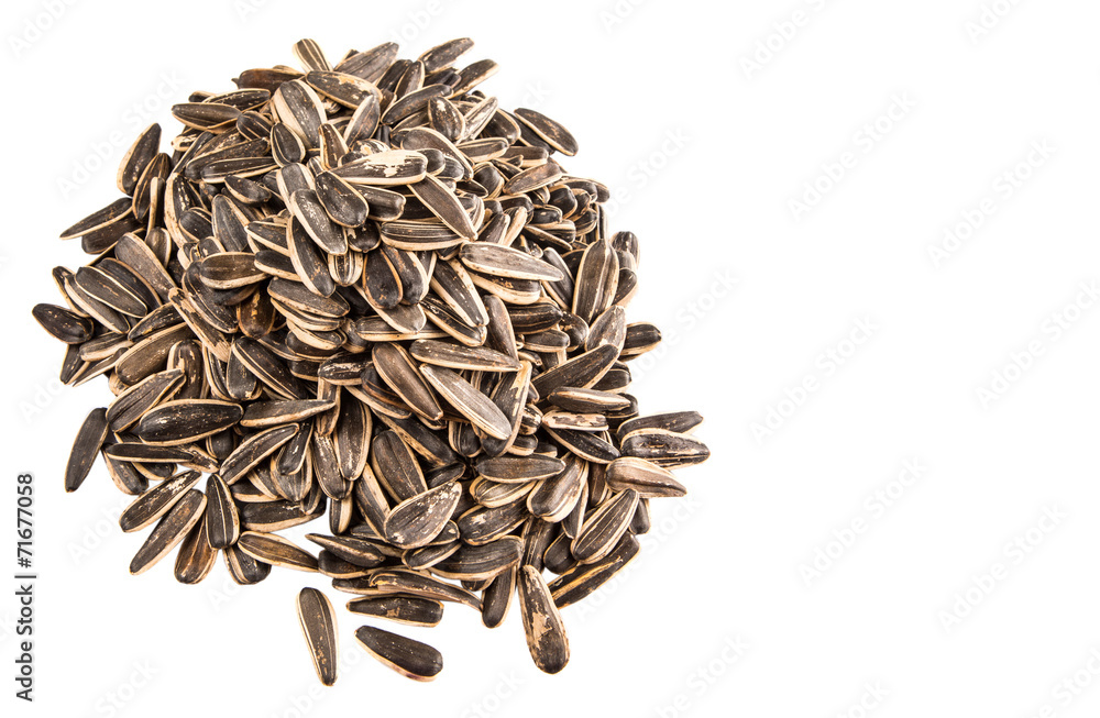 Sunflower seeds over white background Sunflower seeds over white background