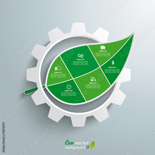 Big Gear Green Leave Infographic 6 Options