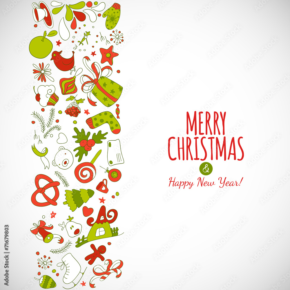 Vertical geometric shape vector with christmass drawing elements