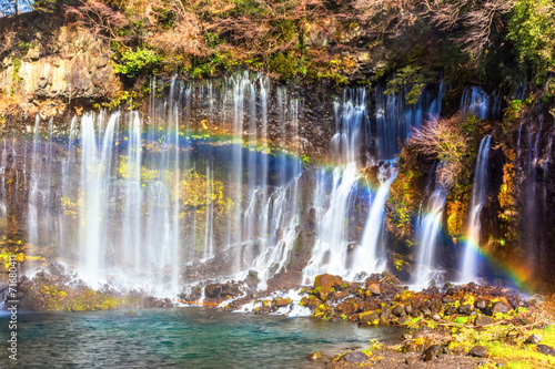 Shiraito no Taki waterfall with rainbow © shihina