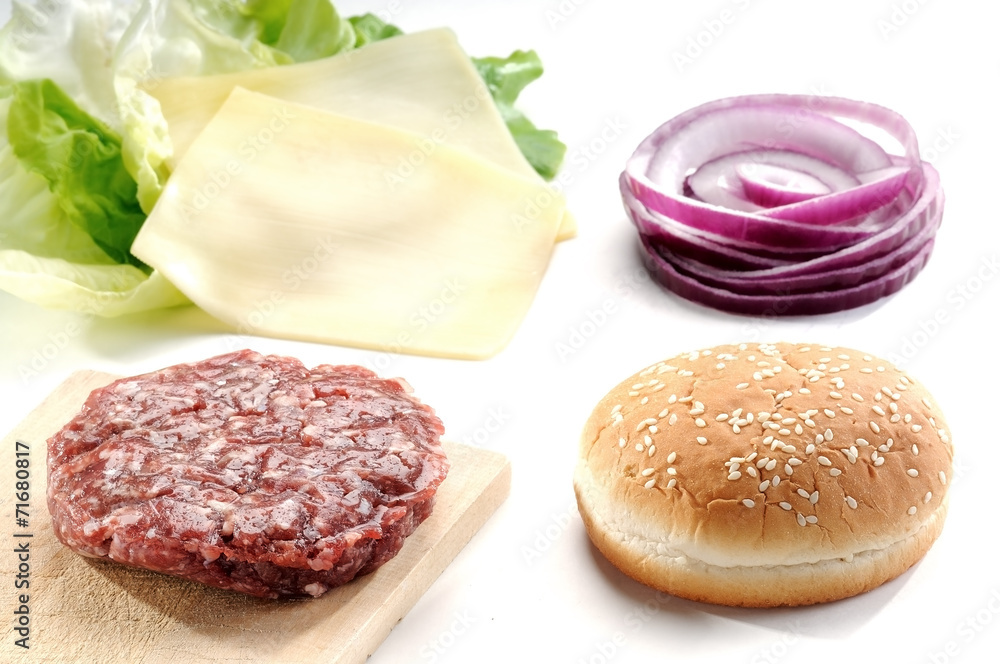 Onion bread and meat for hamburger Onion bread and meat for hamburger