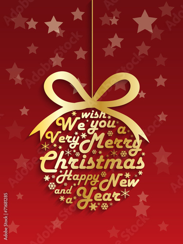 MERRY CHRISTMAS and a HAPPY NEW YEAR Card (bauble gold)