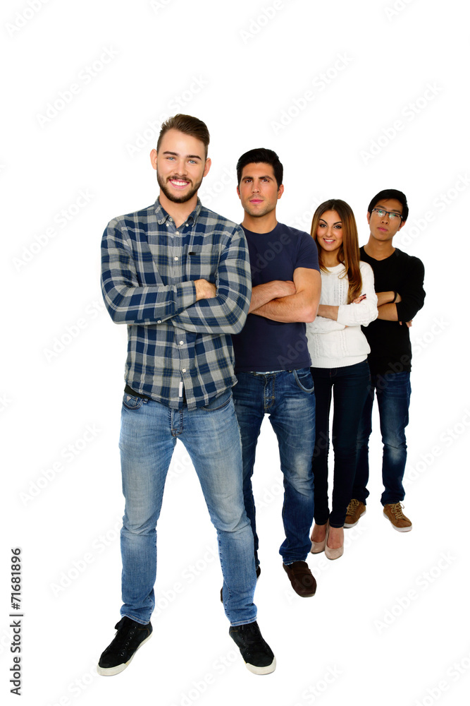 Group of a people standing on a whtie Group of a people standing on a whtie