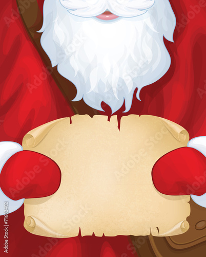 Vector  Santa Claus postman holding scroll.