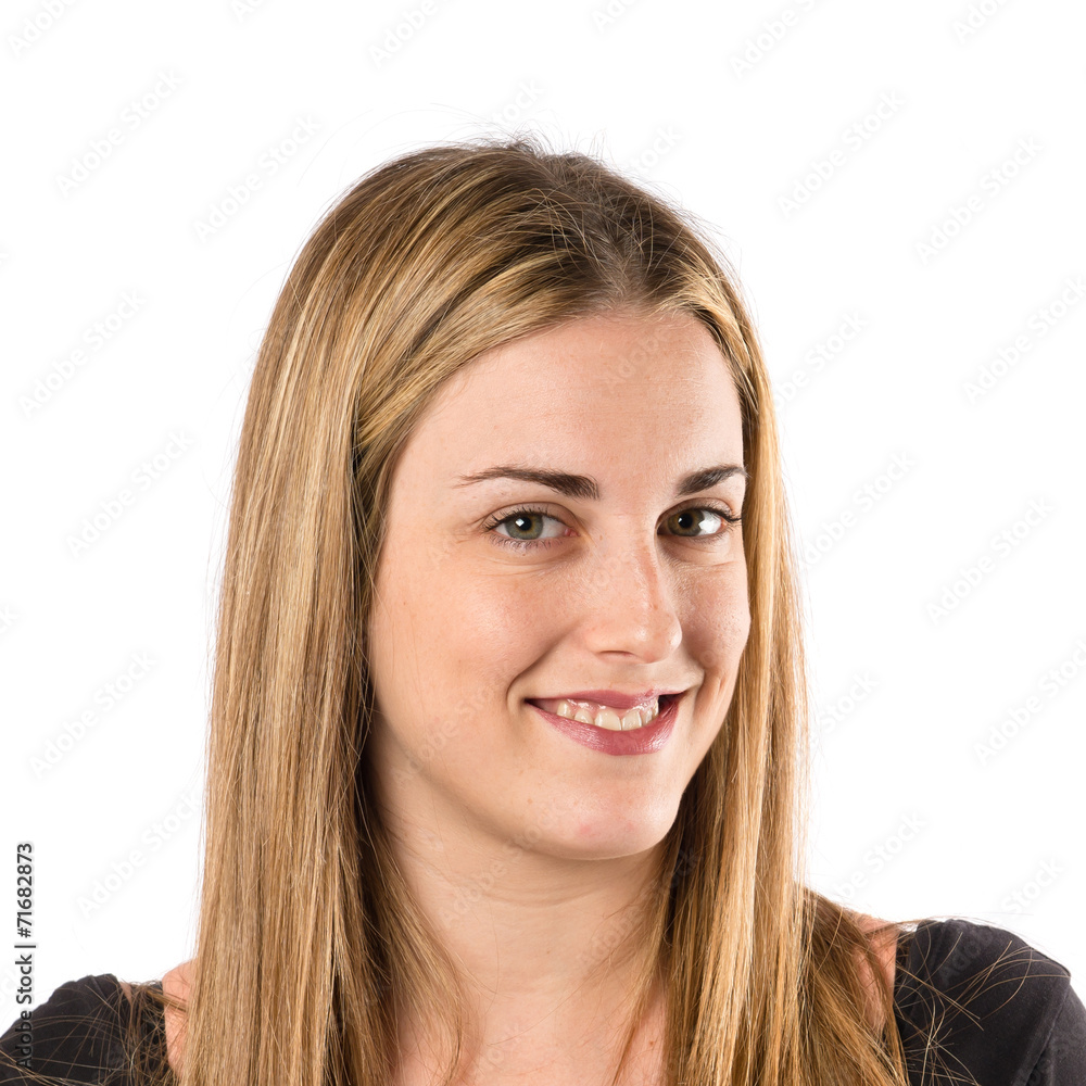 Blonde girl over isolated white background Blonde girl over isolated white background
