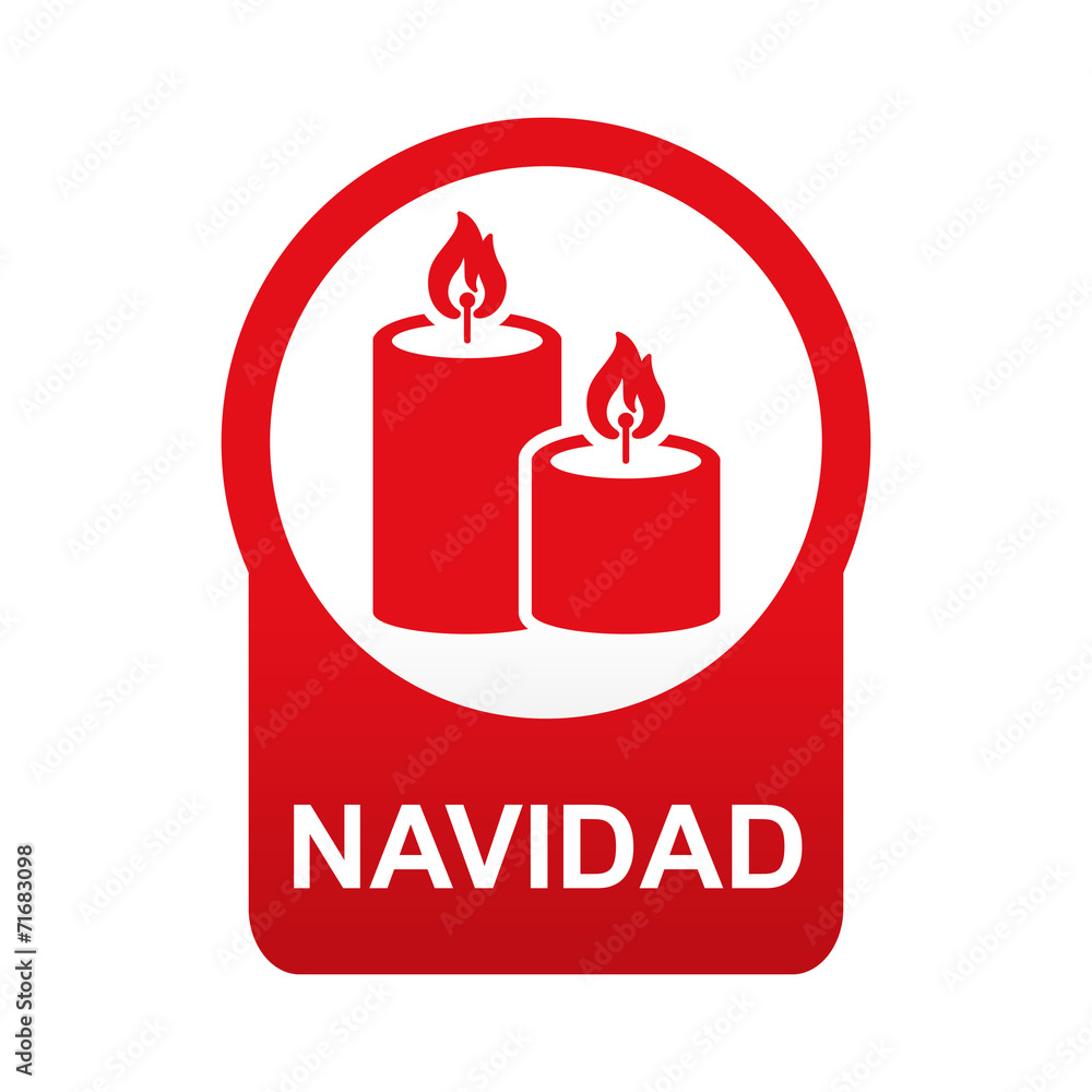 Etiqueta abajo redonda texto NAVIDAD con velas Etiqueta abajo redonda texto NAVIDAD con velas