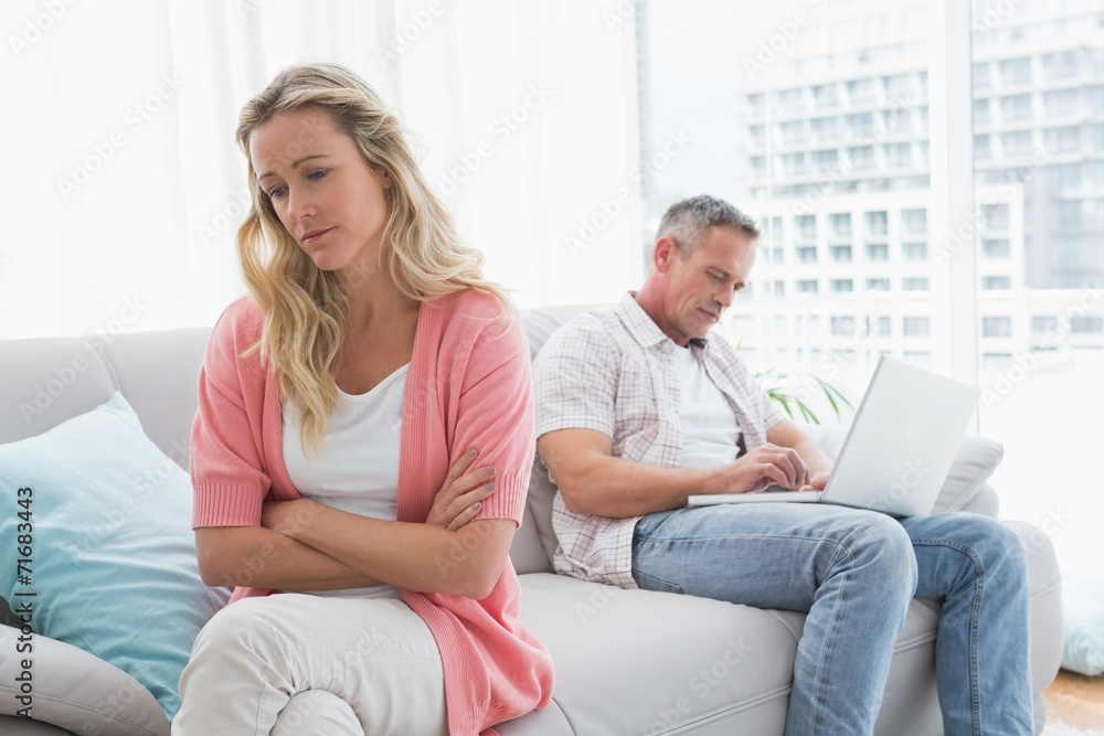 Unhappy couple are stern and having troubles Unhappy couple are stern and having troubles
