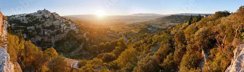 Panorama of famous Gordes village sunrise view, Provence, France photo