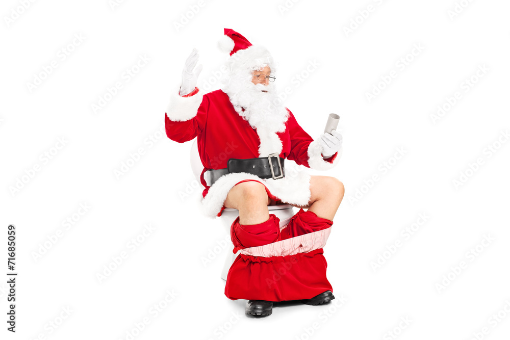 Santa looking at an empty toilet paper roll Santa looking at an empty toilet paper roll