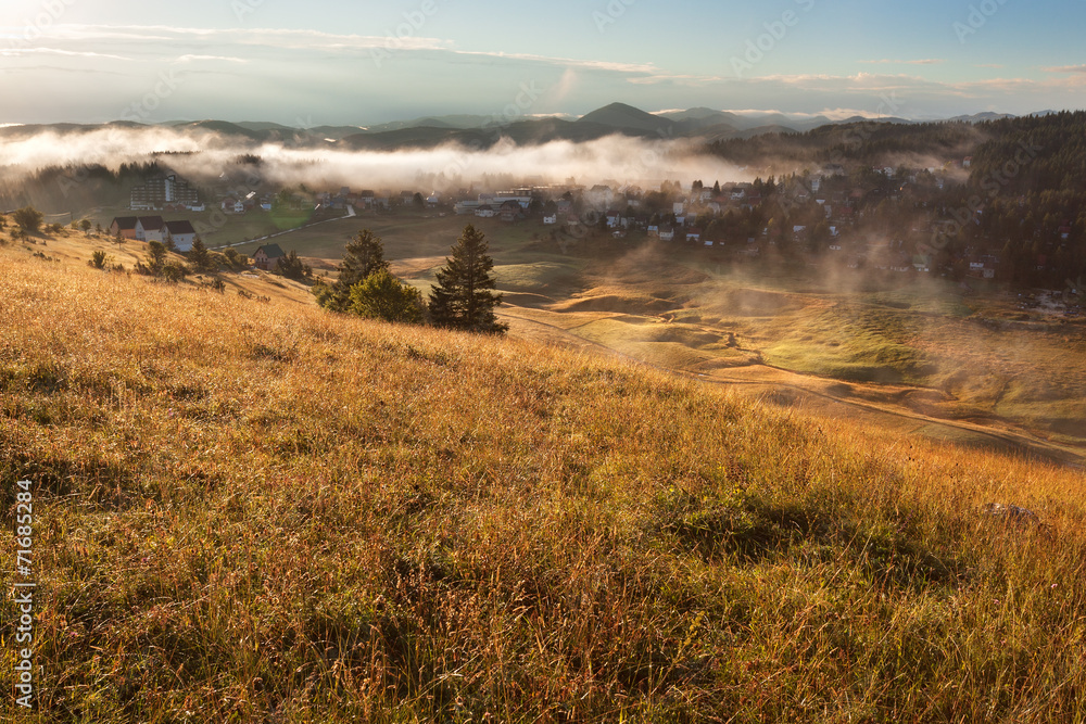 Morning landscape in mountain tourist resort Morning landscape in mountain tourist resort