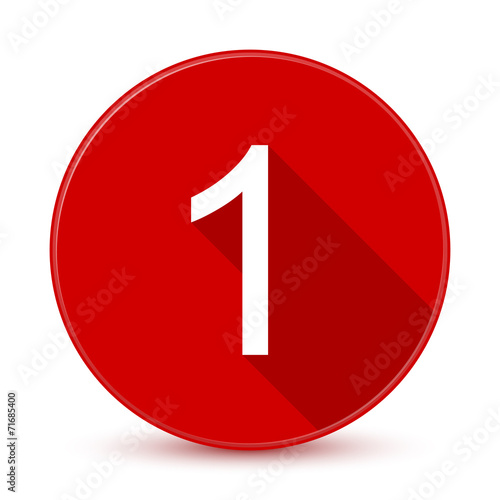 Red 1 flat icon with long shadow