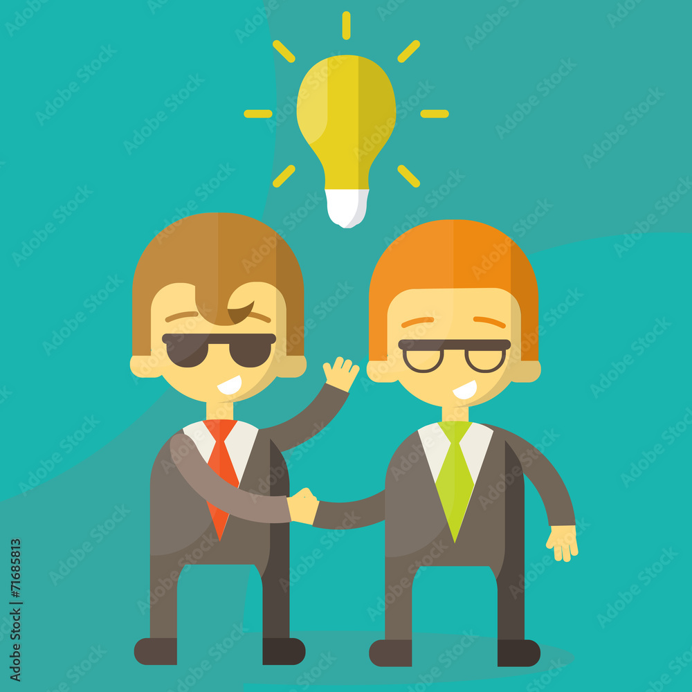 Lamp of idea concept, businessman partners Lamp of idea concept, businessman partners