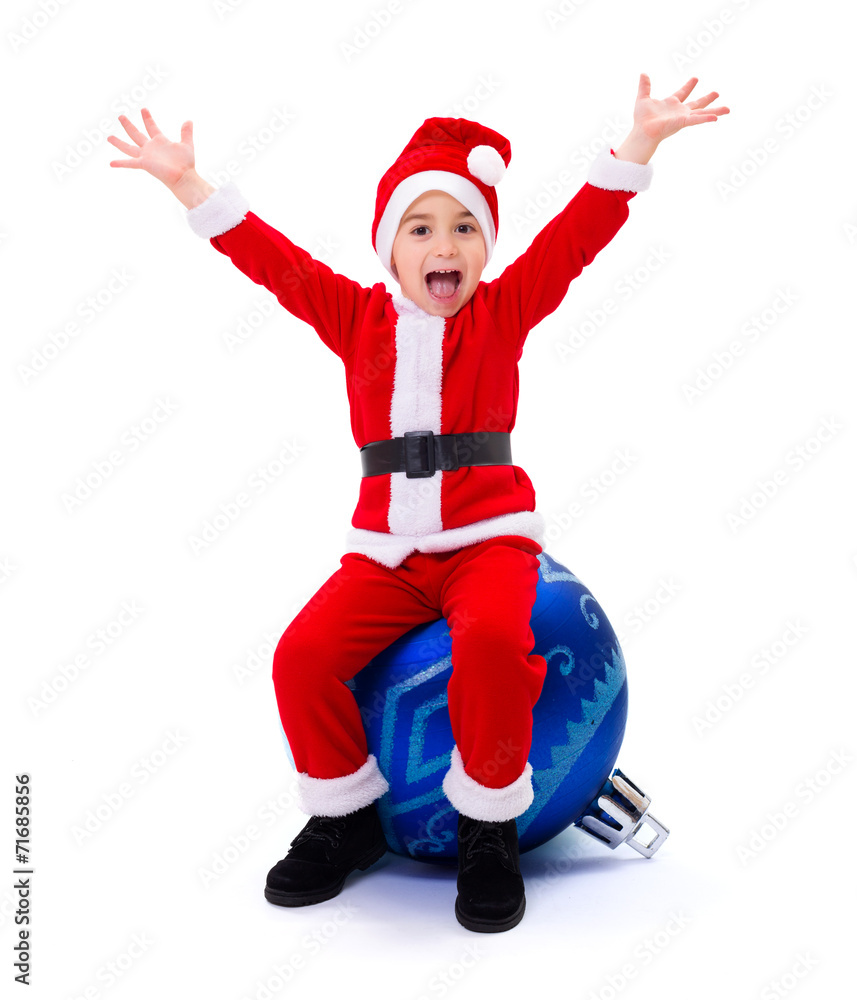 Happy Santa Claus boy on ornament Happy Santa Claus boy on ornament
