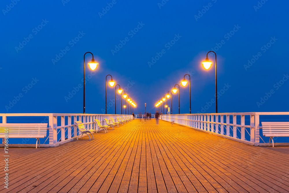 Fototapeta premium Wooden pier at Baltic sea in Gdynia Orlowo, Poland