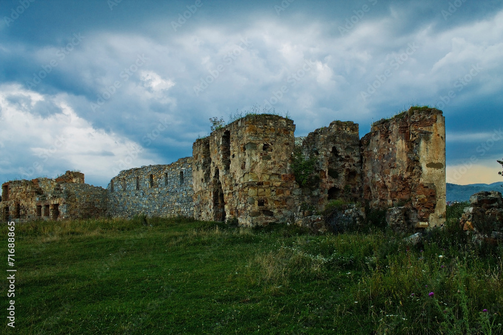ruins of the Pnevsky castle in Ukraine, Carpathians