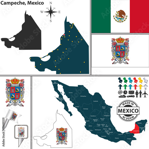 Map of Campeche, Mexico photo