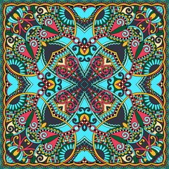 Fotobehang Marokkaanse tegels patronen Traditionele paisley bandana met bloemen  © Kara-Kotsya