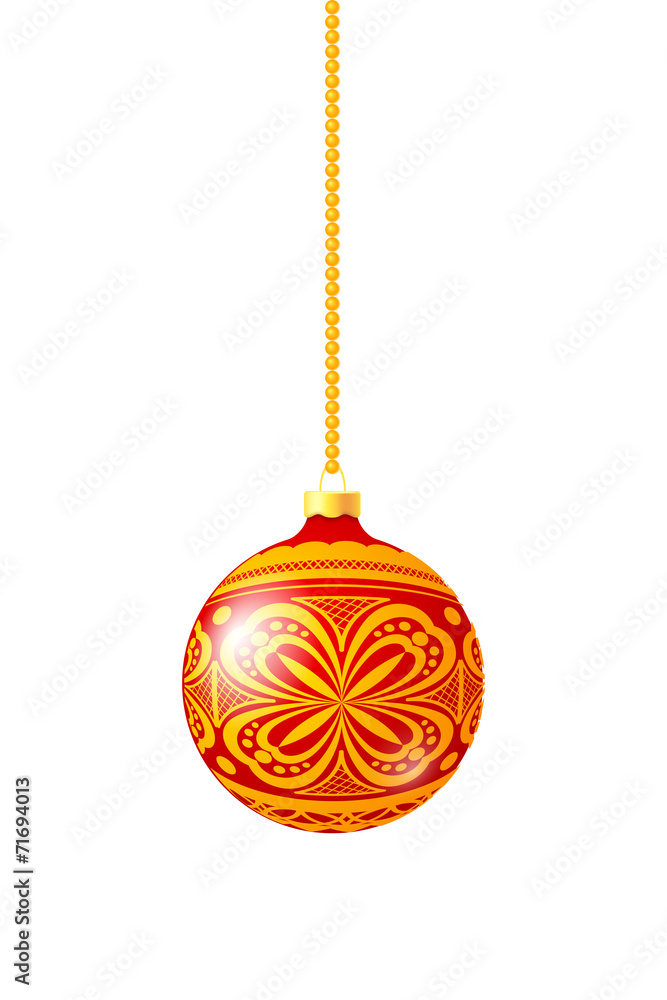 Vector red Hristmas ball with decoration made from snowflakes sh Vector red Hristmas ball with decoration made from snowflakes sh