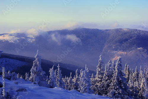 Mountain winter landscape in the mountains Beskids, Poland . photo