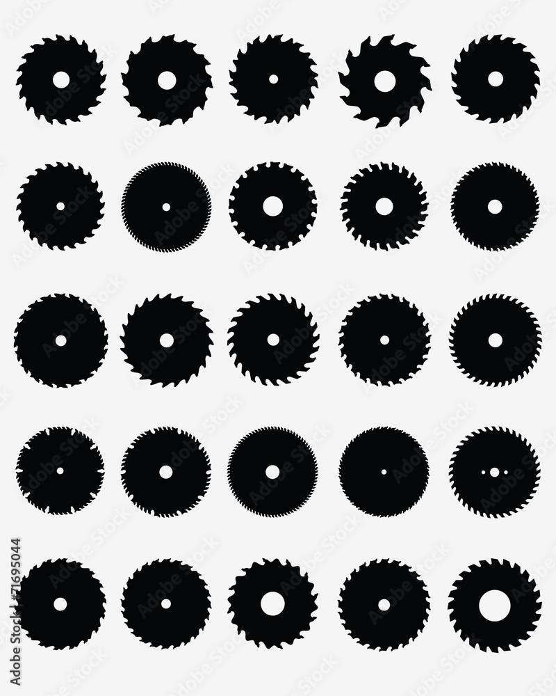 Set of different circular saw blades, vector