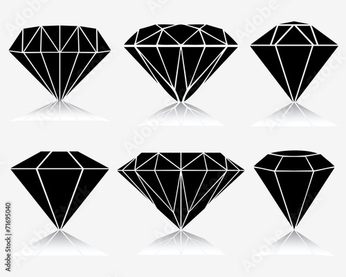Set of different diamond, vector illustration