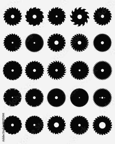 Foto Set of different circular saw blades, vector