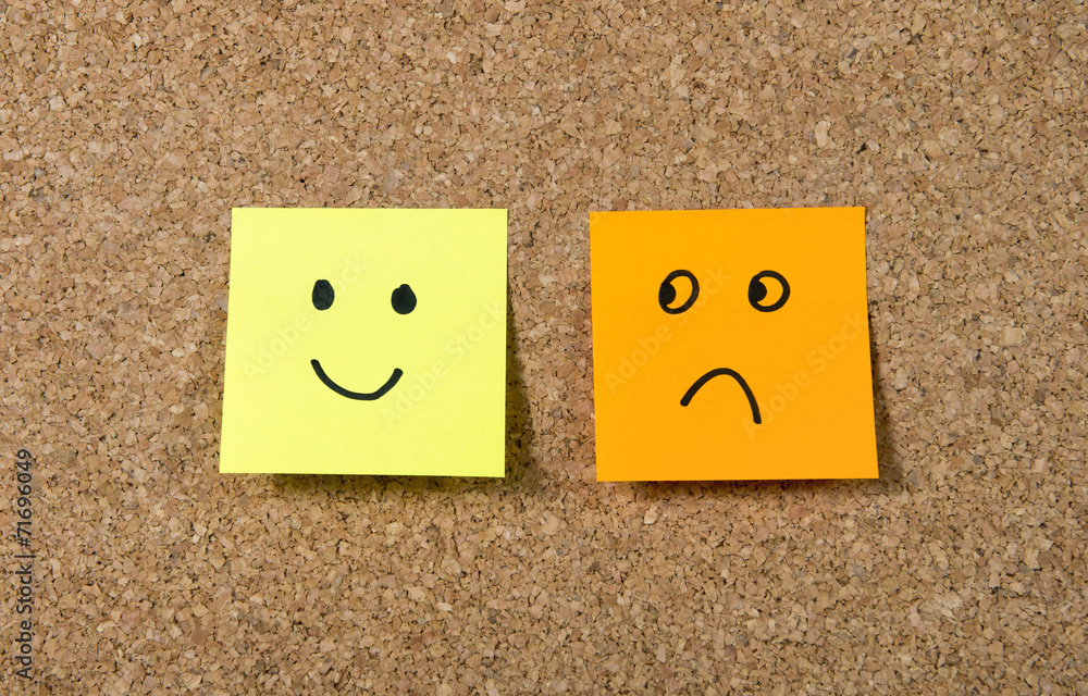 post it notes smiley and sad face happiness vs depression post it notes smiley and sad face happiness vs depression