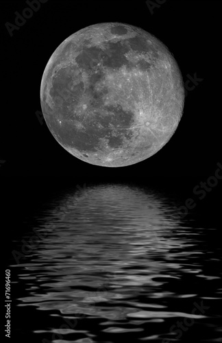 full moon reflected