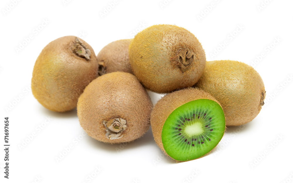 ripe kiwi closeup on white background