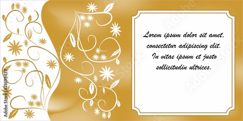 Gift card or invitation card with golden patterns