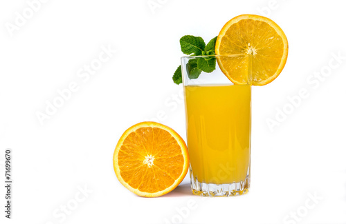 Half of orange and juice