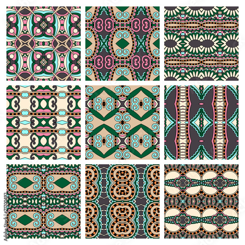 set of different seamless colored vintage geometric pattern, tex