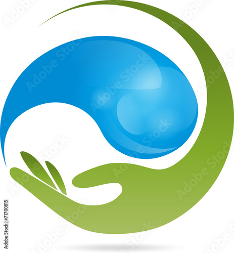 Logo, Hand, Tropfen, Wasser