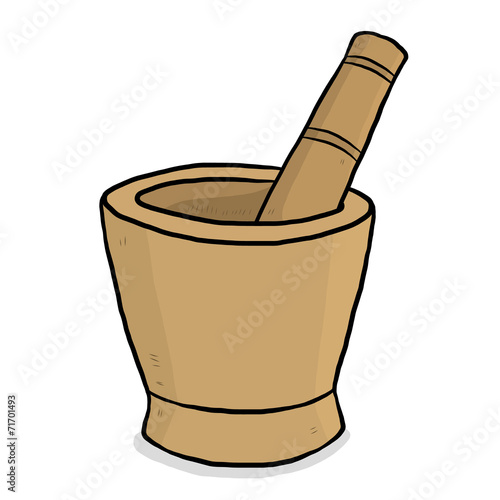wooden mortar and pestle