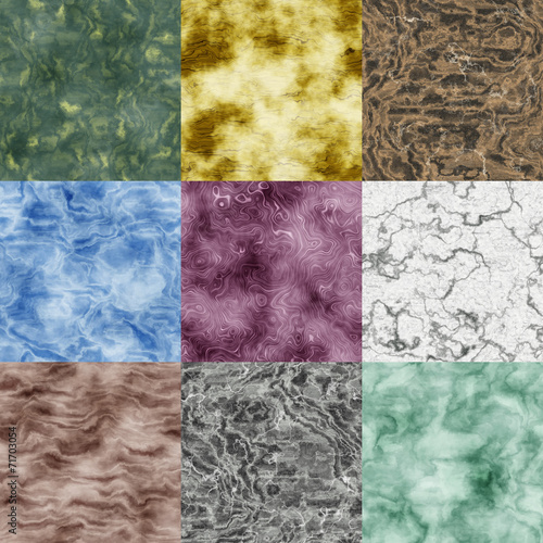 Set of marble seamless generated textures