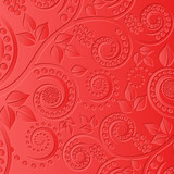 red background with floral ornaments