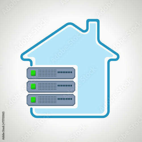 colocation Cloud technologies. Computer icon server. design