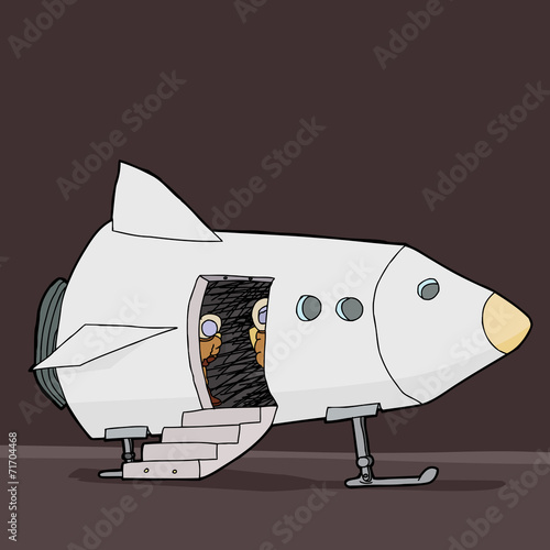 Astronauts Looking From Ship