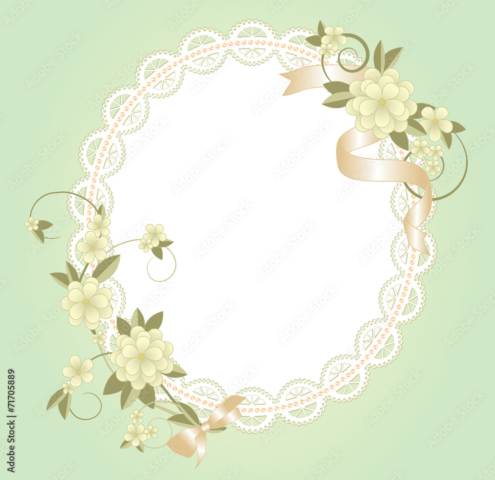 background with lace frame with flowers and ribbons background with lace frame with flowers and ribbons