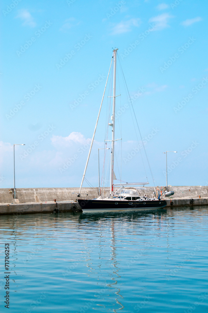 Boat bow sailing in blue Mediterranean sea in summer vacation Boat bow sailing in blue Mediterranean sea in summer vacation