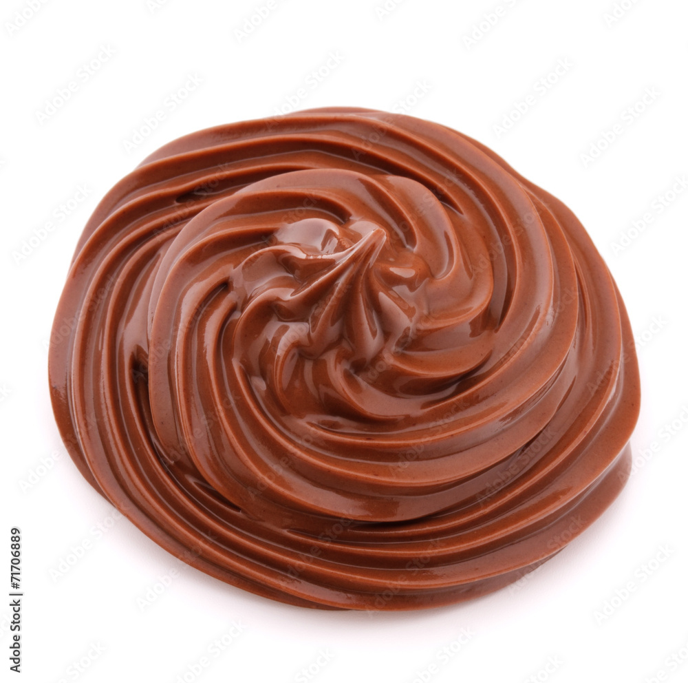 Chocolate cream swirl isolated on white background cutout Chocolate cream swirl isolated on white background cutout