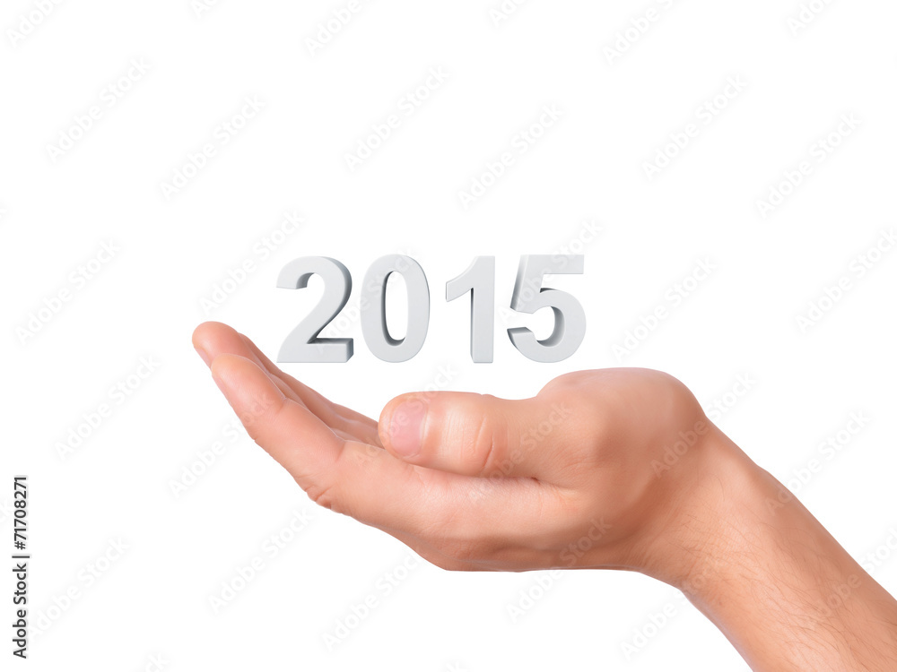 hand hold New Year 2015 on white background hand hold New Year 2015 on white background